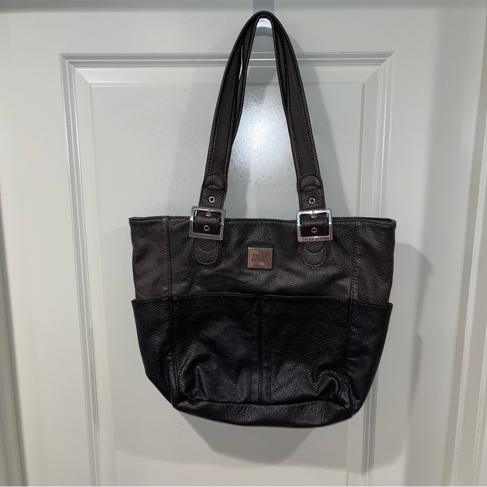 Tyler Rodan 2 tones black gray Women Shoulder Bag medium size faux leather